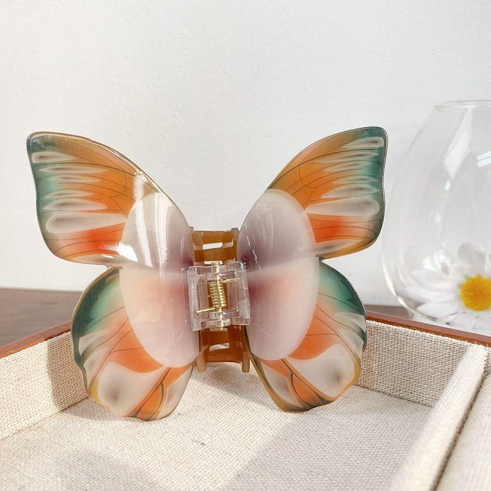 Elf Butterfly Hair Claw Printing Large Shark Clip Creative Butterfly Hair Clip  Girl
