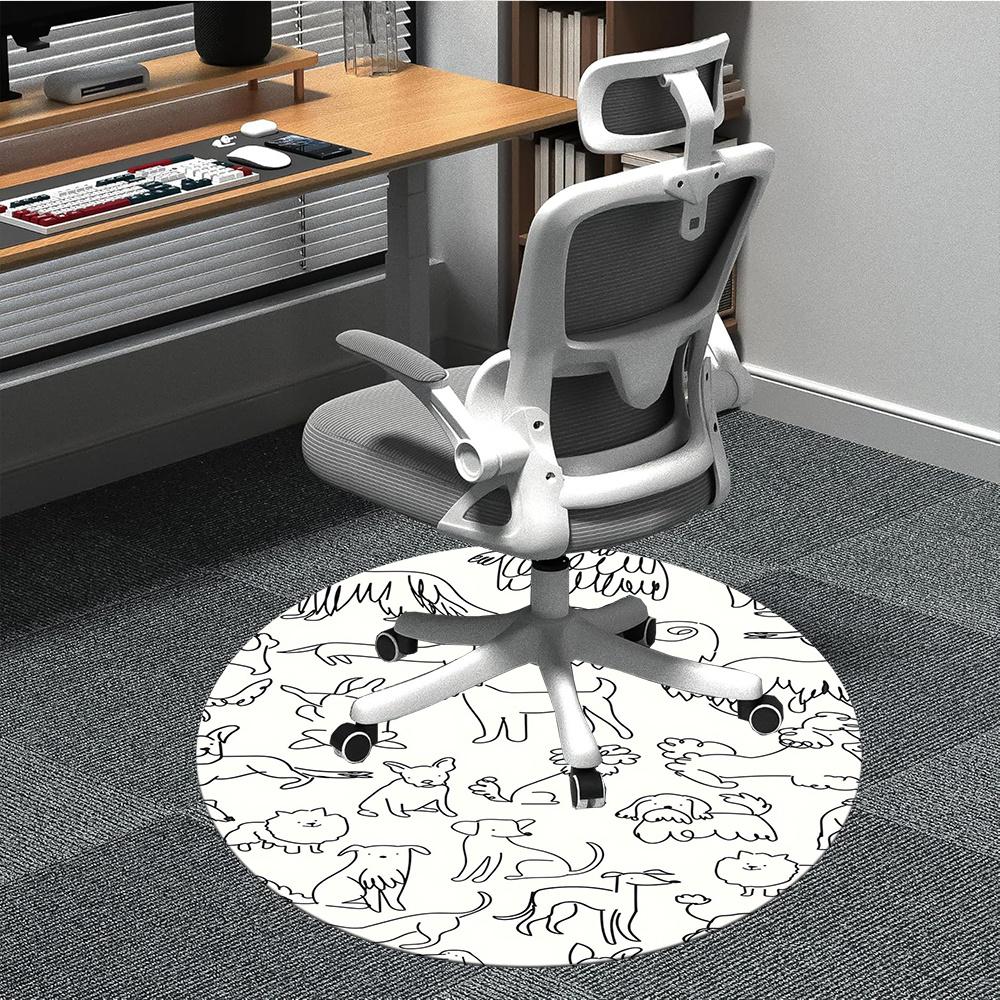 

1pcDogs Office Round Area Rug, Indoor Mat Suitable ForOffice, Under Office Chairs Bedroom Living Room Home Decor, Room Deco 096 80cm by 80cm