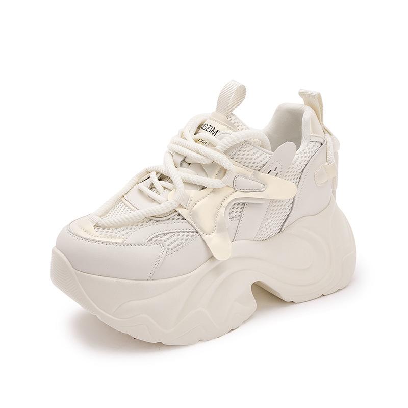 

Платформенные кроссовки для папы женские весенние новые туфли на маффинах дышащие универсальные повседневные туфли небольшое увеличение внутренней высоты женская обувь 39 бежевый