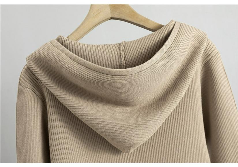Women's Rhinestone Knit Hooded Cardigan & Skirt Set - Autumn/Winter Fragrance Style