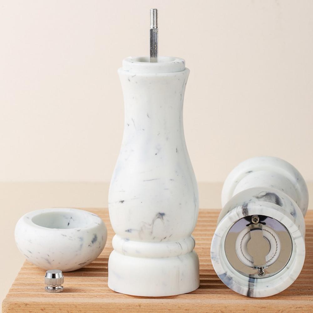 2pcs 6 Inch Salt Pepper Mill Manual Spices Bottle Marbled Salt Pepper Grinder  Restaurant