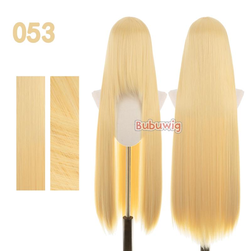Bubuwig Synthetic Hair 100cm Long Straight Pure Color Cosplay Wigs Over 100 Colors Black White Red Blue Brown Wig Heat Resistant