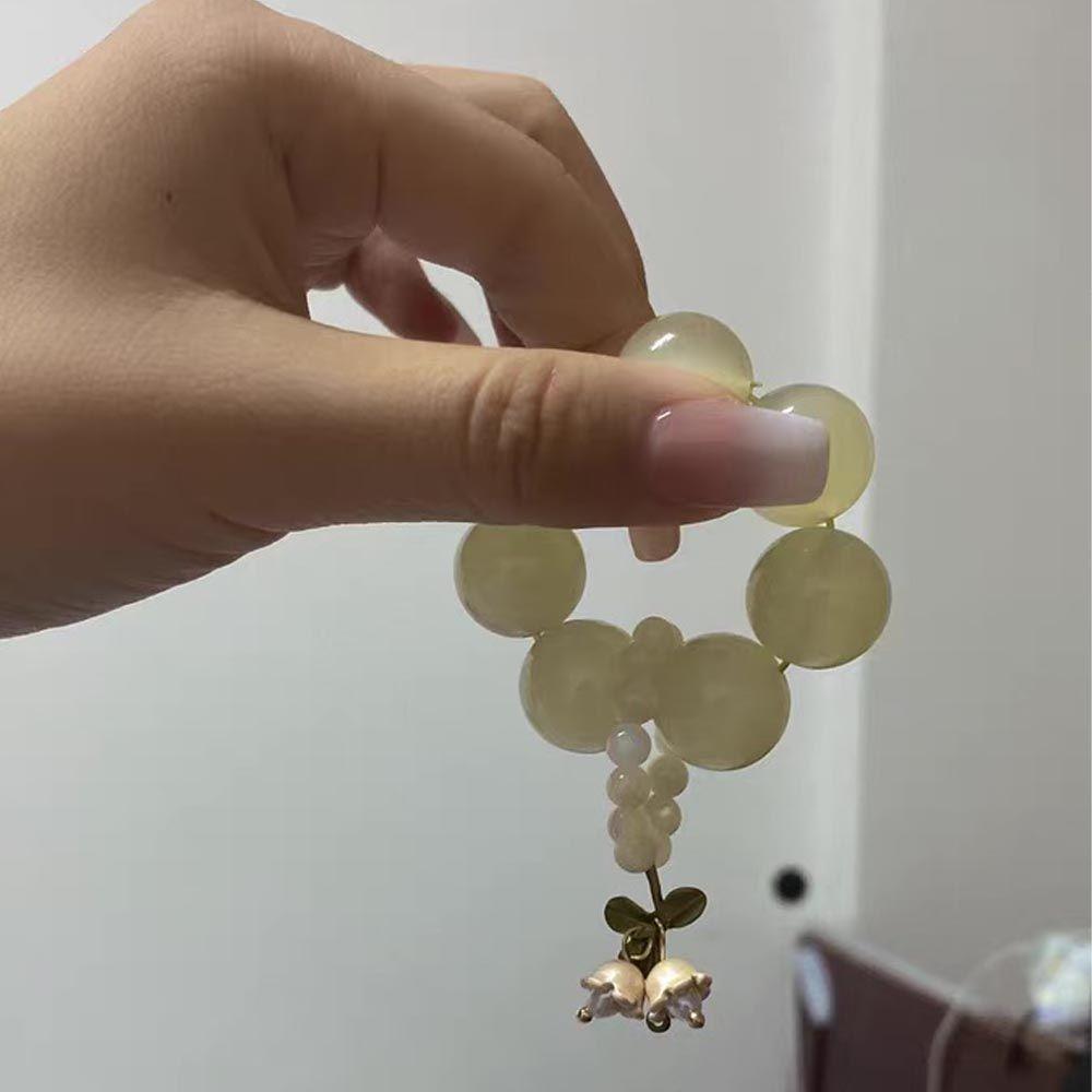 

Pearl Beaded Temperament Peach Women Turning Rings Worry Beads Korean Finger Rings Flower