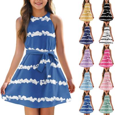 Girl Summer Dress Sleeveless Strappy Dress Solid Color & Print Sleeveless Dress Casual Dress