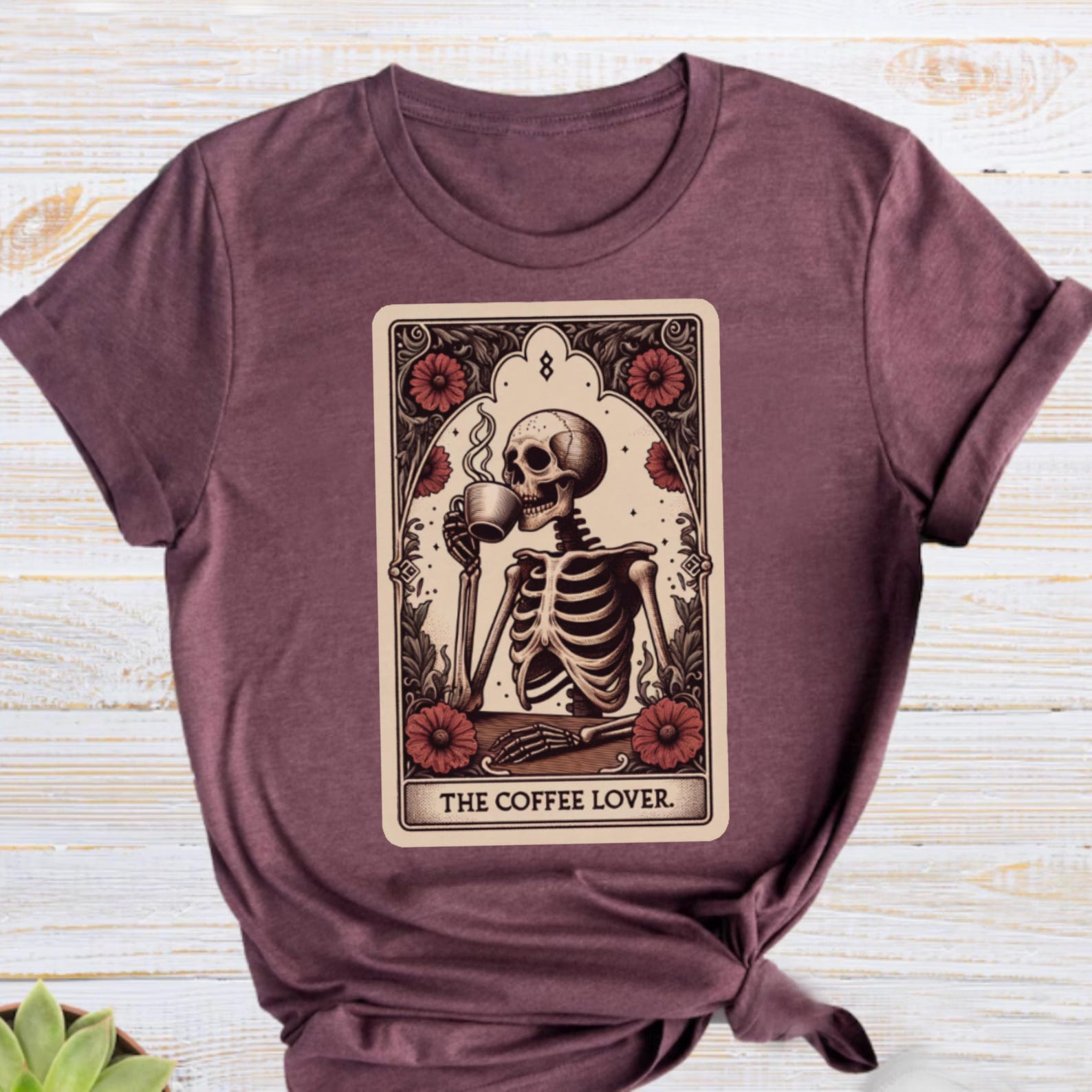 Tarot Card Coffee Shirt, Coffee Tshirt, Unisex Coffee Shirt, Teacher Coffee Shirt, Coffee Lover Gift, Skeleton Coffee Tee, Gift For Barista L