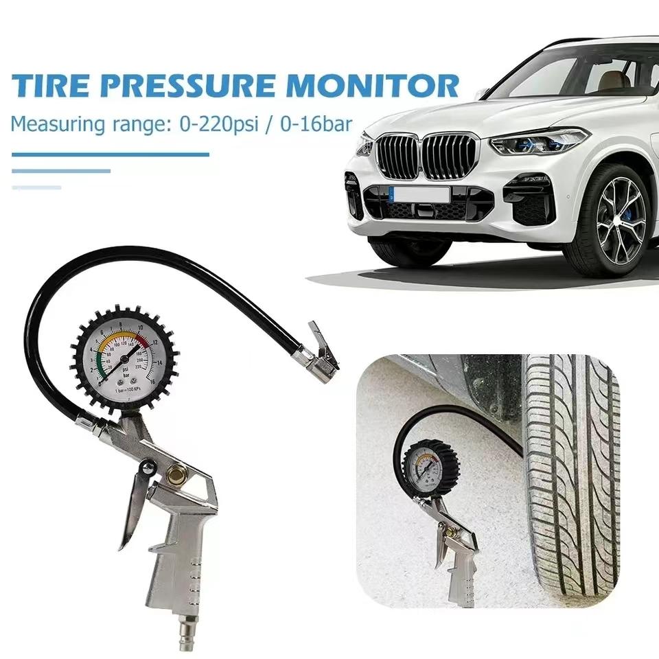 220PSI Car Multifunctional Tire Air Pressure Monitoring Gauge Tester Air Compressor Dial Meter Motorcycle Inflator Pump Tools