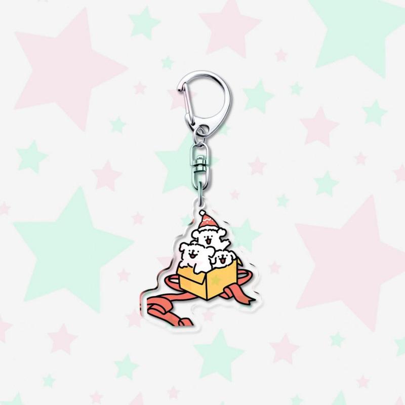 

Kawaii Christmas Maltese Pattern Acrylic Keychain Party Ornament Charm Accessories Puppy Anime Cartoon Bag Key Chains Jewelry about 5cm