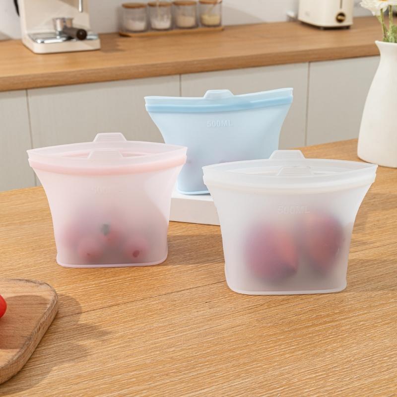 User Friendly Kitchen Storage Bags Made Of Premium Silicone With Airtight Seal Ideal For Leftovers Snacks Meal Preps