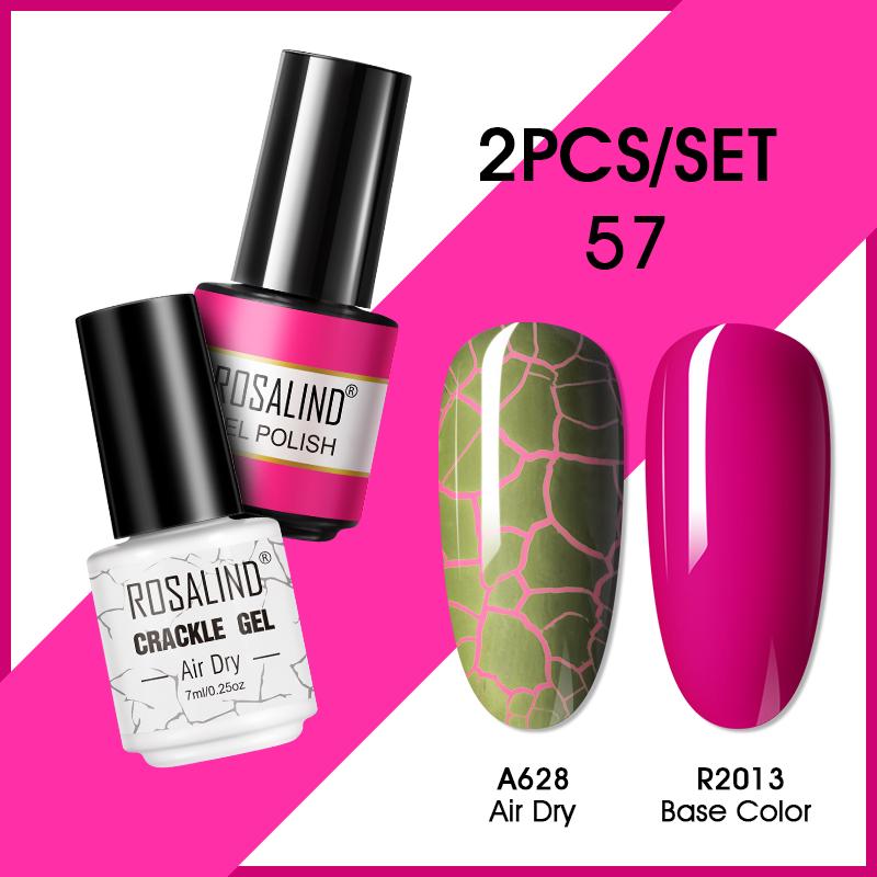 ROSALIND 7ml Nagelgel Nagellack Cracked Gel Semi-Permanent Esmalte Hybrid Lack UV Nagelkleber Nagellack Primer Matt 2er Set