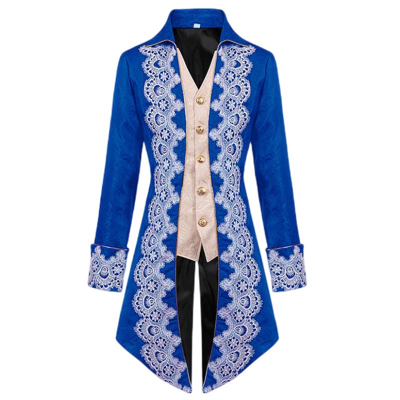 

Steampunk Men Vintage Medieval Victorian Renaissance Gothic Coat Swallowtailed XXXL синій
