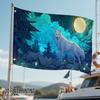 1pc Luminous Wolf Under Moonlight Flag - Durable Polyester Fabric with Vibrant Colors, Mystical Night Scene Design for Garden, Home, Boat & Event Deco