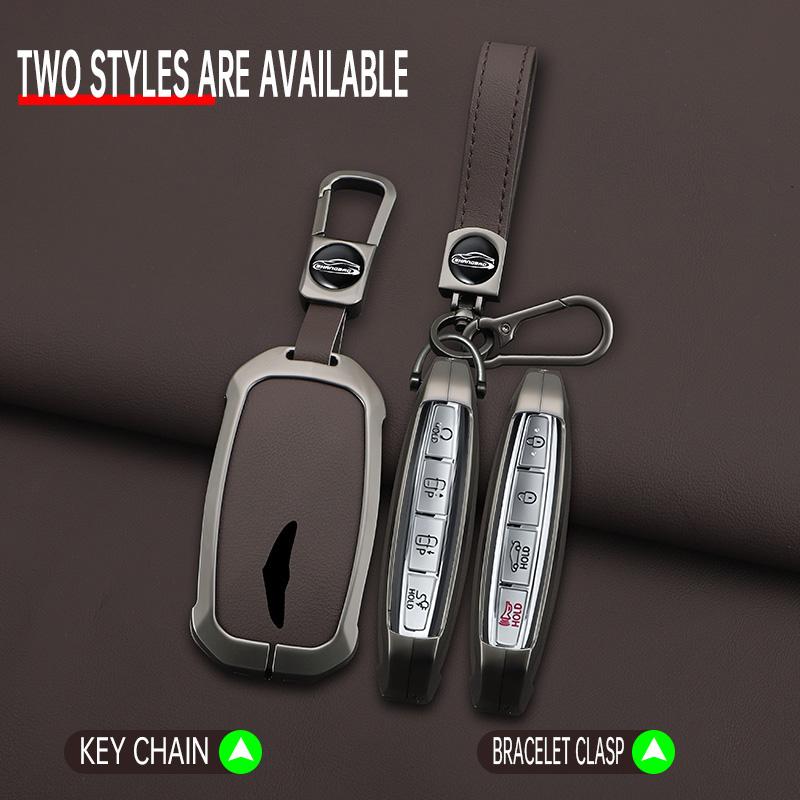 Interior Mouldings Car Key Cover Remote Case For Hyundai Genesis G80 2023 2024 2025 G70 G90 G90RS4 GV60 GV80 Zinc Alloy Keychain