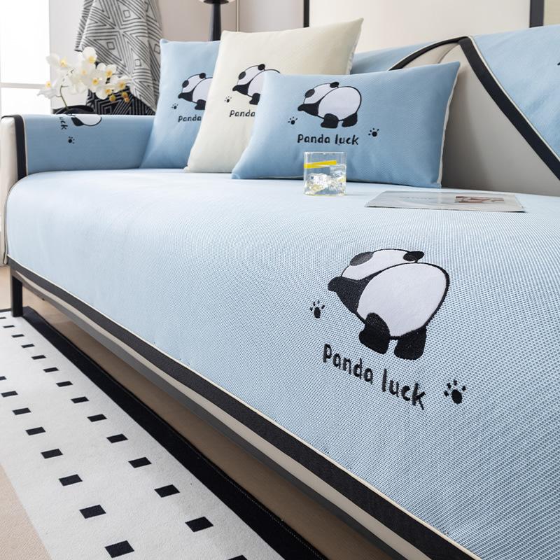 New Summer Simple Light Luxury Ice Silk Sofa Cushion Embroidered Cool Rattan Mat Cool Cushion Summer Breathable Seat Cushion