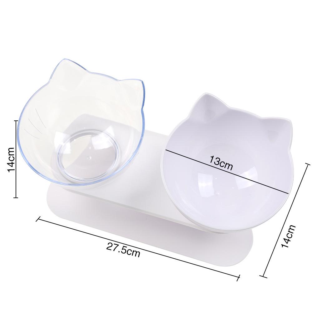 Non-Slip Double Cat Bowl with Elevated Design and Cat Ear Shaped for Pet Food