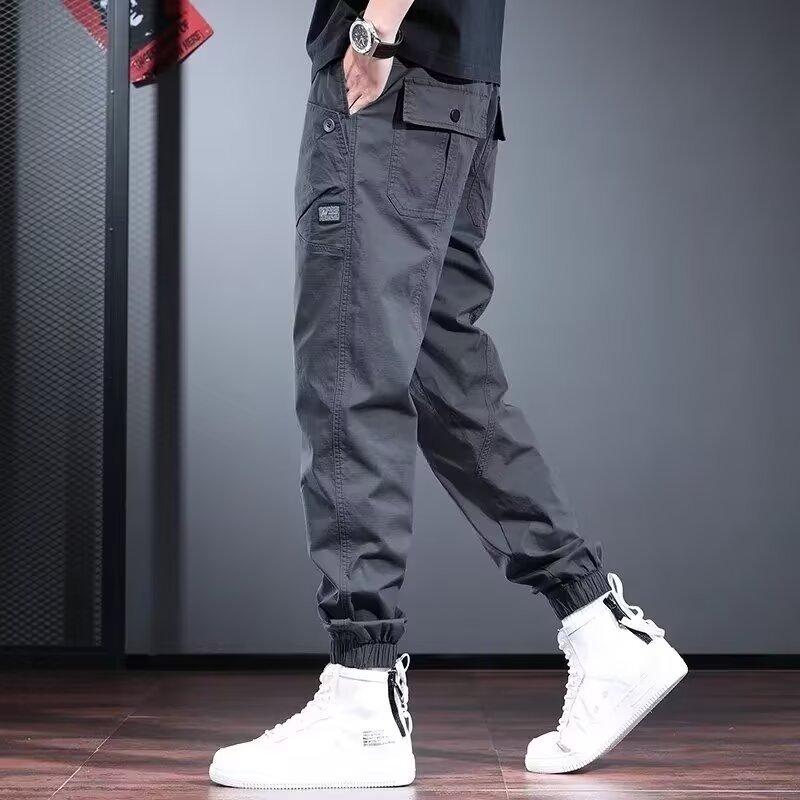 American Tied Overalls Men's Loose Trendy Brand Autumn and Winter Harlan Small Foot Casual Pants Velvet Versatile Work Pants
