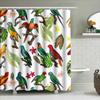 Vivid Parrot Shower Curtain: Waterproof Fabric with Tropical Bird Design Decorative Bath Rug Made from Recycled Plastic