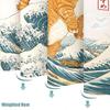 Kunstnerisk Kat Bruseforhæng Sæt Ikonisk Bølgedesign Vandtæt Badeværelse Bruseforhæng Japansk Kunststil Print Fed Hjemmeindretning