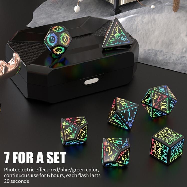 7 Pcs Rechargable Glowing Polyhedral Dices LED Light Electronic Dices Easy Use