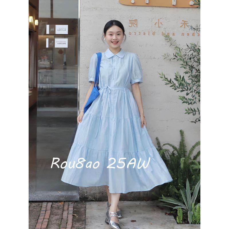 Women's Clothing, Gentle and Elegant Blue Dress, 2026 Style, Long Dress for Curvy Women That Hides the Body Shape and Makes Them Look Slimmer