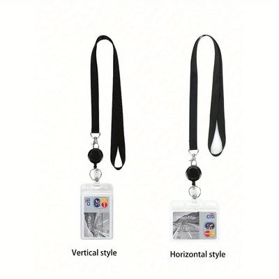 1 Stück Transparenter Einziehbarer Vertikaler Wasserdichter Ausweishalter, Namensschild Lanyard, Geeignet für ID-/Bankkarten/Buskarten Schulanfang