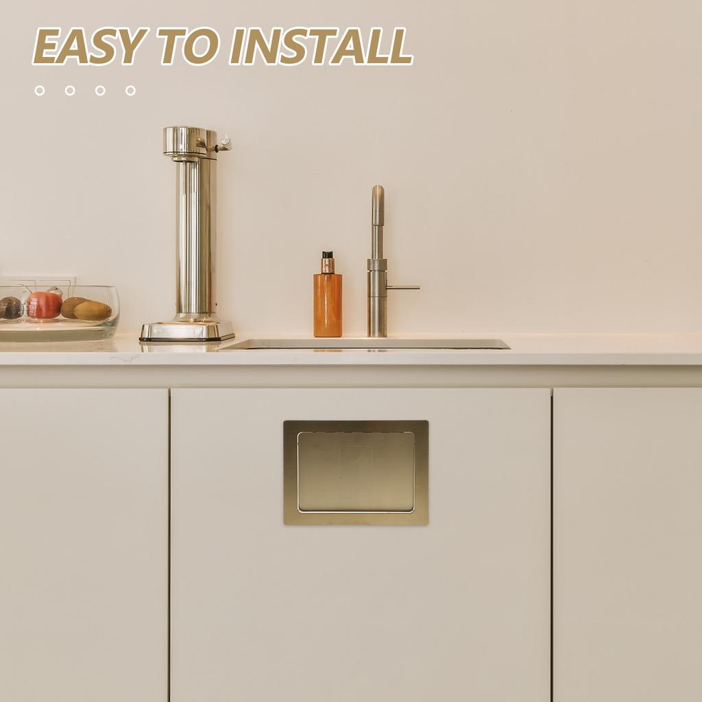 Stainless Steel Embedded Trash Can Lid Side Slot Design for Kitchen Cabinets Pantry Office Bathroom Built-in Countertop Bin