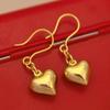 2024 Trend Hollow Heart Brass Gold Earrings: Elegant, Light Luxury Design for Autumn/Winter