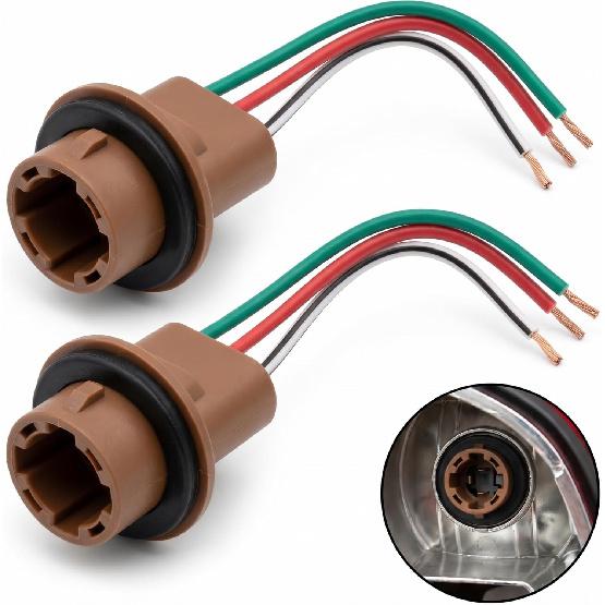 2 PCS Automotive 7443 Brake Light Bulb Holder, Copper Core Wiring Harness Socket, Insulated Female Adapter for T20 Bulb, Universal for Most Cars,