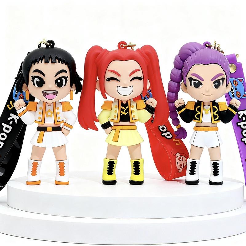 Animation Movie Rumi Mira Zoey Key Ring Korean Pop Warrior Girls Keyring POLYVINYL CHLORIDE Figure Pendant Bagpack Pouch Key Rings Kids Presents