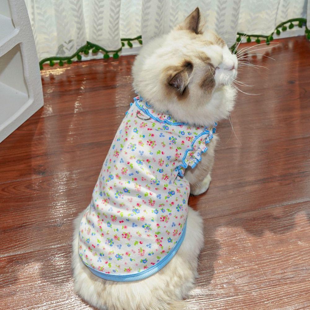 Pet Supplies Cute Puppy Floral Vest Breathable Thin Design Cat Cake Skirt Soft Pet Summer Clothes For Dogs and Cats
