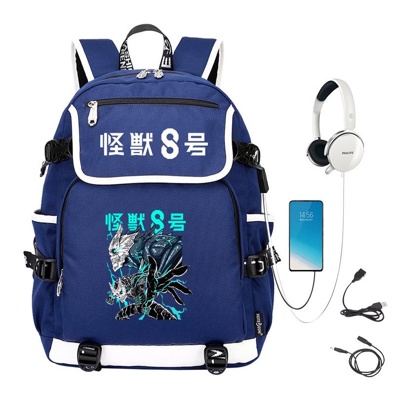 Monster No. 8 Peripheral Personalized Printed Backpack with USB Interface Cross-border Korean Edition Student Leisure School Bag