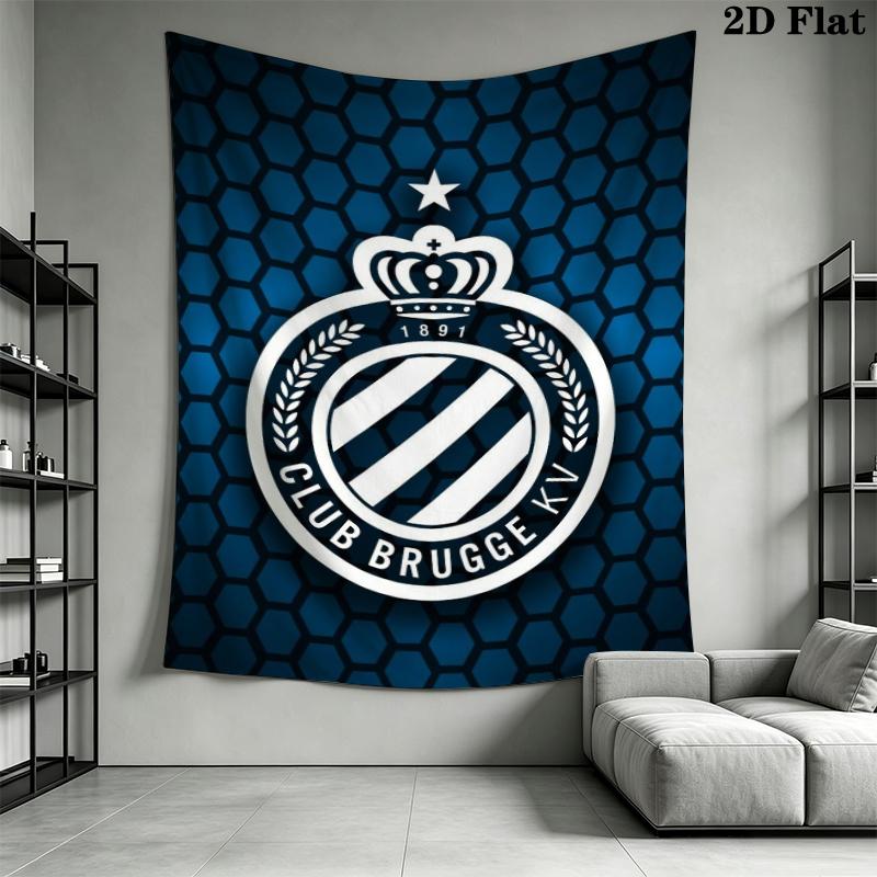 Club Brugge K V Wall Tapestry Aesthetic Wall Hanging Printed Fabric Blanket Decorative Tapestries for Bedroom Living Room Home Decor