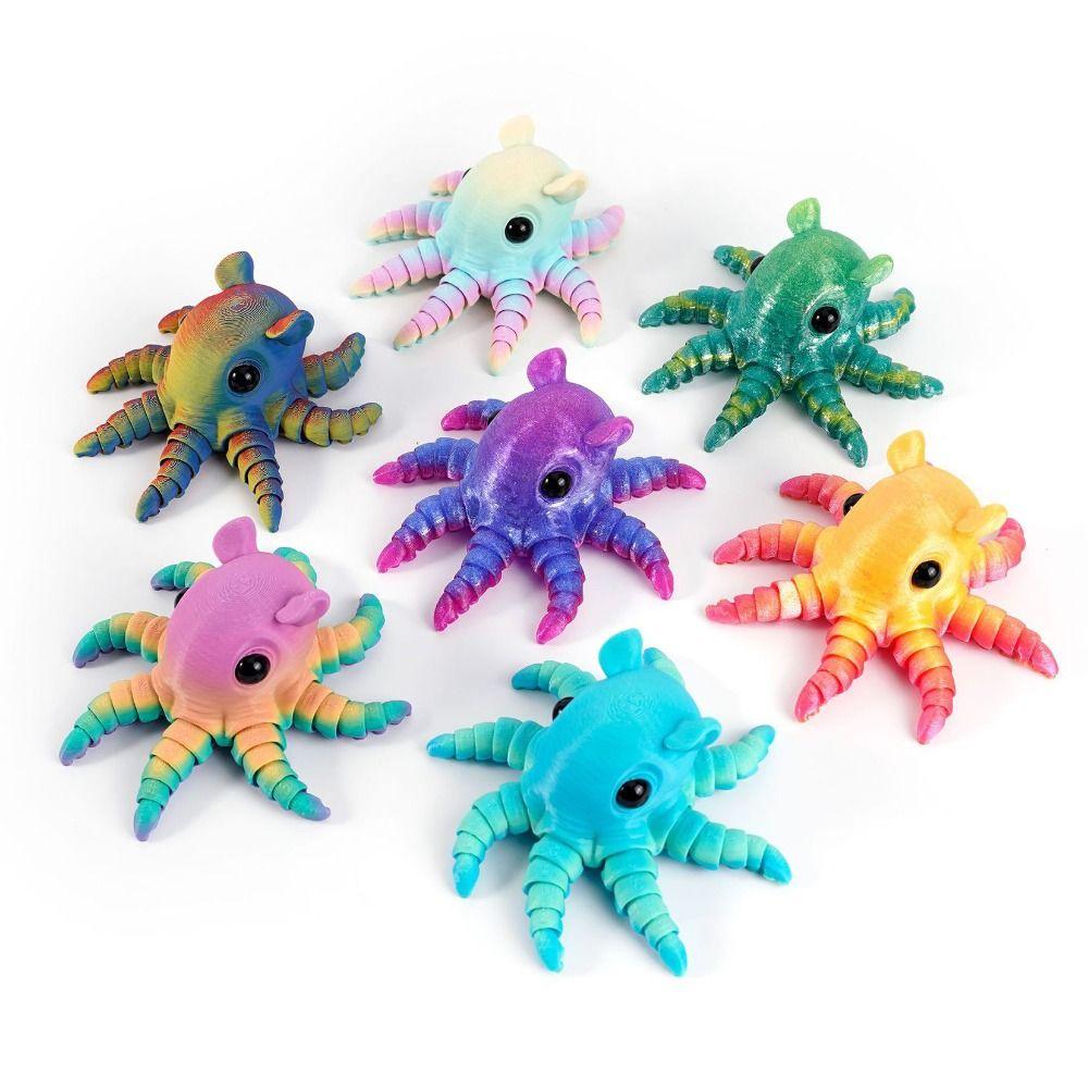 PLA Plastic 3D Printed Octopus Model Multi-jointed 7 Colors Animal Simulation Model Movable Octopus Desktop Ornaments Children's