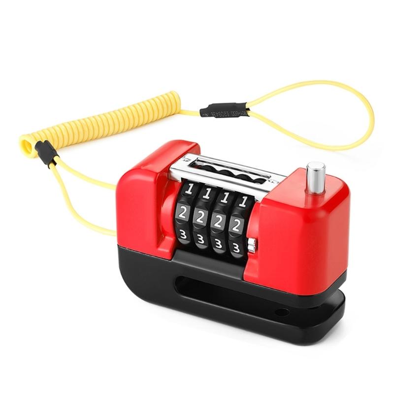 High Security Bicycles Disc Brake Lock Antitheft Portable High Security Bicycles Lock 4-Digit Combination Lock красный