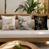 Simpl Pretty Golden Lotus Cushion Cover Breathable Short Plush Pillow Cases Machine Washable Wrinkle-Resistant Soft Durable
