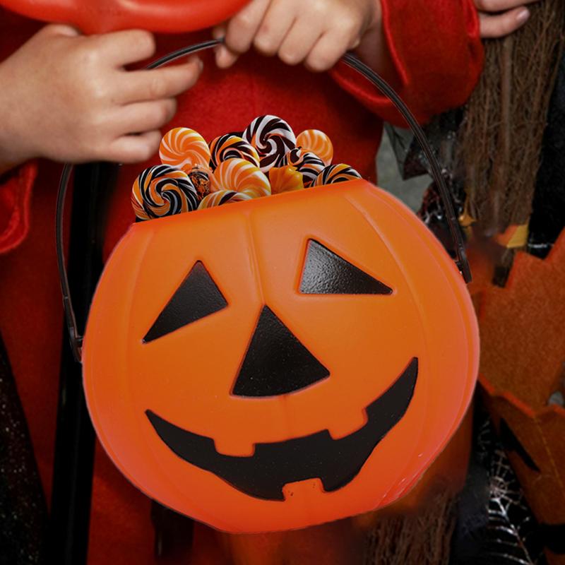 Pumpkin Bucket Halloween Goodies Bucket Mini Basket Trick Or Treat Buckets For Snack Desktop Decor Home Decoration Props