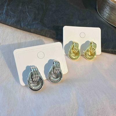 Vintage Gold Color Circle Knot Stud Earrings For Woman Fashion Metal Multilayer Geometric Earrings Jewelry Party Gifts