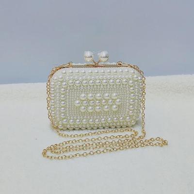 2024 Autumn/Winter Pearl Clutch: Square Shell, Chain Mini Bag for Women