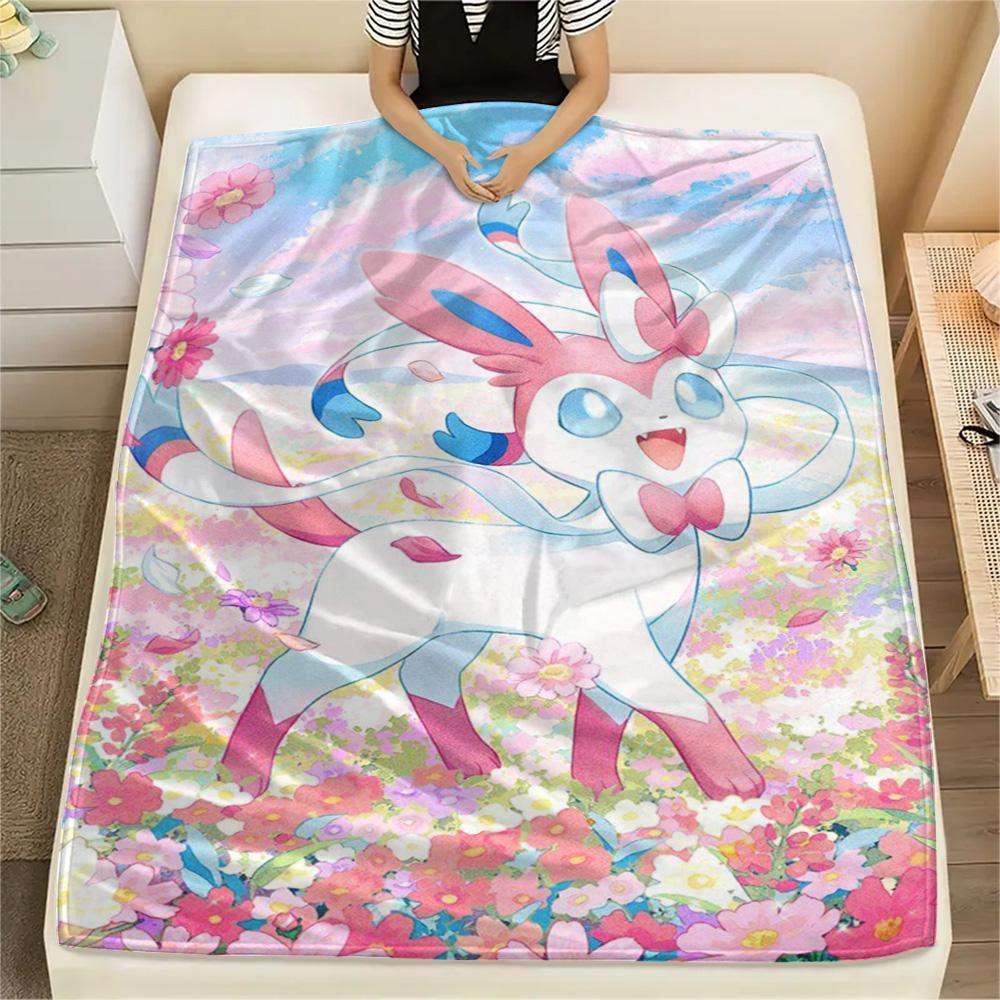 

Sylveon Flannel Blanket with Prints Warm Comfortable for Sofas Beds Travel.-TING 75x90cm