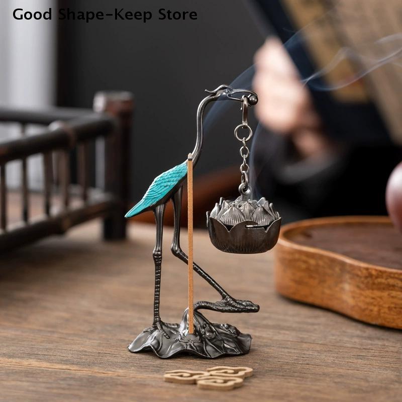 Red-crowned Crane Indoor Aromatherapy Gifts Chinese Style Incense Burner Zinc Alloy Good Symbolism Incense Holder Accessories