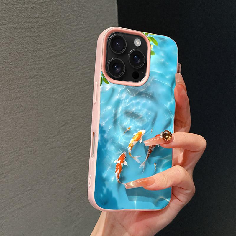 Goldfish pond ripple pattern Phone Case For iPhone 17 16 Pro Max 15 14 13 11 12 17 PROMAX Plus Silicone Cover Fashion Case