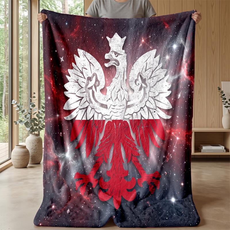 Poland Football Printed Flannel Blanket Skin Friendly Warm Decorative Throw for Indoor Couch Bed Daily Use
