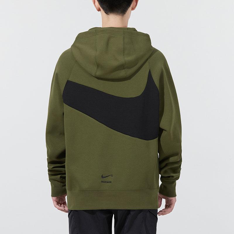 Nike Sportswear Swoosh Tech Fleece Hoodie With Large Logo Print Men Tops Military-Green DD8223-326