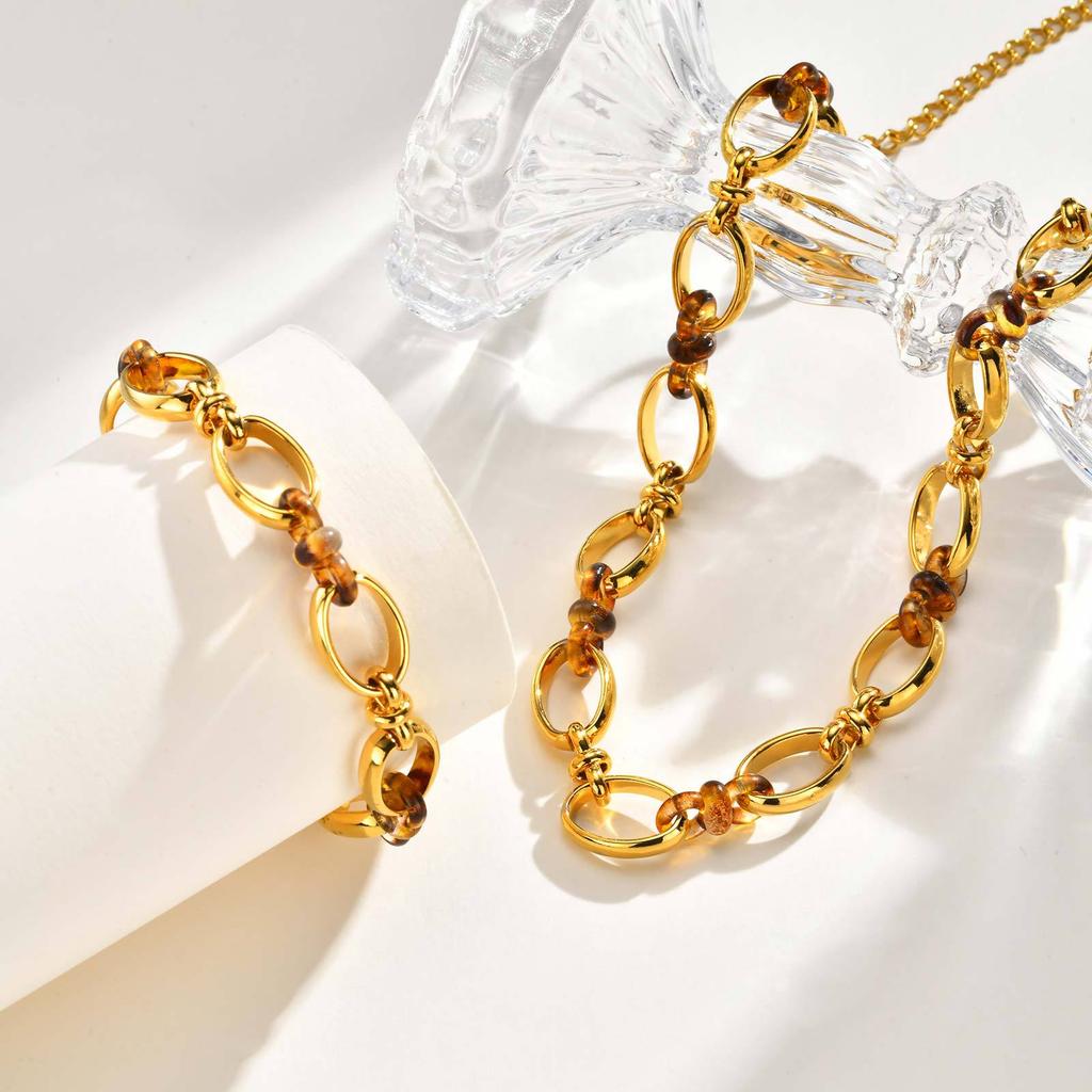 Necklace Women'S Style Fashion Simple Multi-Ring Splicing Stainless Steel Bracelet Titanium Steel Jewelry Br-2675