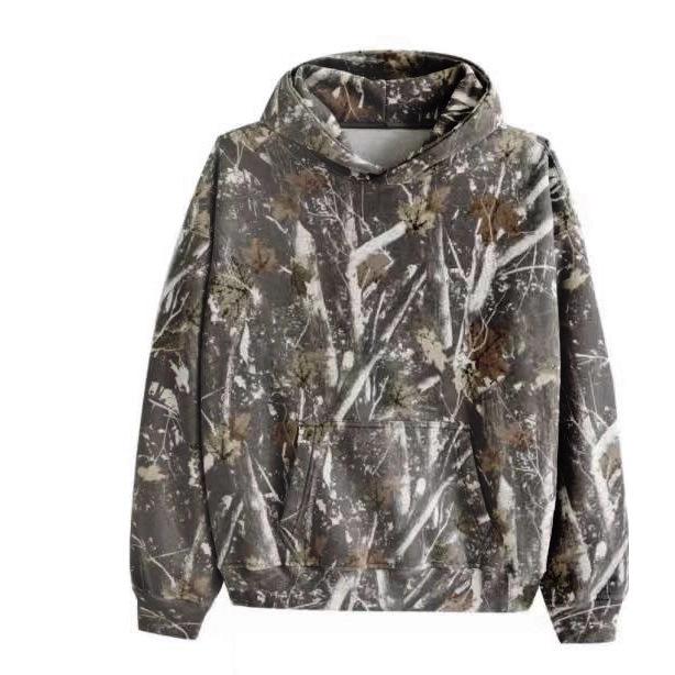 Autumn Unisex 3D Maple Leaf Print Hoodie with Patch Pockets