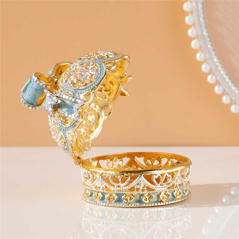 ABWR-Alloy Enamel Jewelry Box Bowknot Crown High-End Jewelry Ring Wedding Ring Jewelry Storage Box