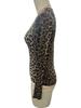 Women Leopard Hollowed Round Neck Tight Long Sleeve T-shirt Top Women Versatile Closet Essential Fashion Items Shirt