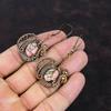 Boucles d'oreilles en cuivre et opale rose Boucles d'oreilles enveloppées de fil de cuivre Bijoux en opale rose faits à la main Boucles d'oreilles en pierres précieuses véritables Bijoux en cuivre uniques Cadeau pour maman