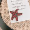 Korean Marine Life Brooch: Starfish & Shell Pin with Metal, Diamond, & Pearl Accents