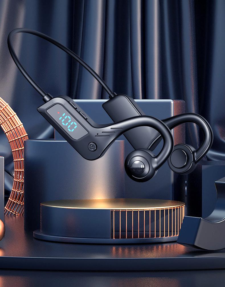 X7 Wireless Bone Conduction Sports Headphones with Bluetooth, Waterproof, Card-Insertion, and Digital Display.