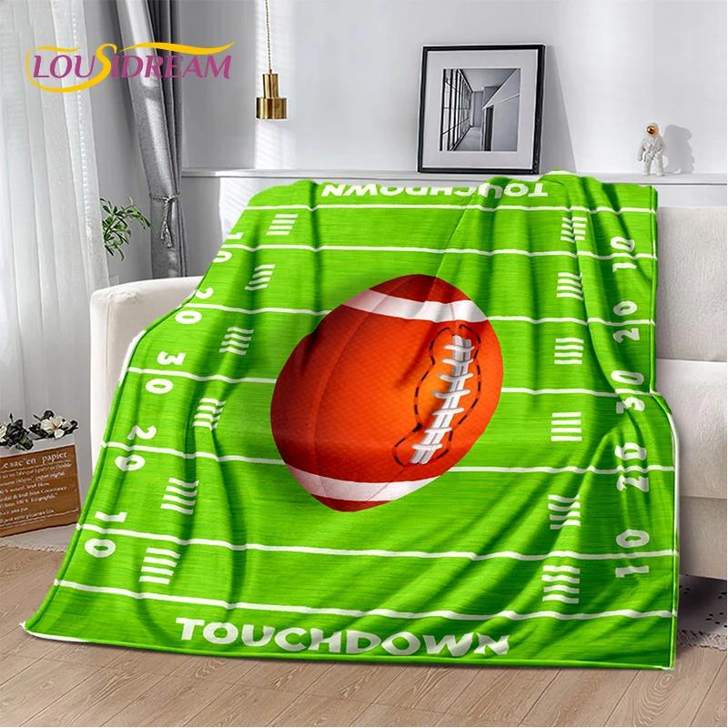 Rugby Field Rugby 2025 Style New American Football Cartoon Soft Blanket,Soft Throw Blanket for Home Bedroom Bed Sofa Travel Kids
